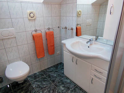 Dusche/WC in der Ferienwohnung 3 im Ferienhaus Sporer